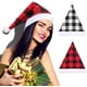thumbnail image 2 of Paquete de 2 gorros navideños de Papá Noel a cuadros, gorros navideños de peluche, gorros navideños para fiestas de disfraces y eventos festivos, 2 of 7