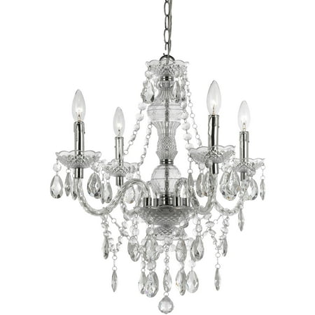 

Hanover Hannah Faux Crystal Chandelier in Clear and Chrome | Hanging Light Fixture for Bedroom Living Room Hallway Entryway Kitchen | 4 Lights | Hardwire or Plug-in Swag