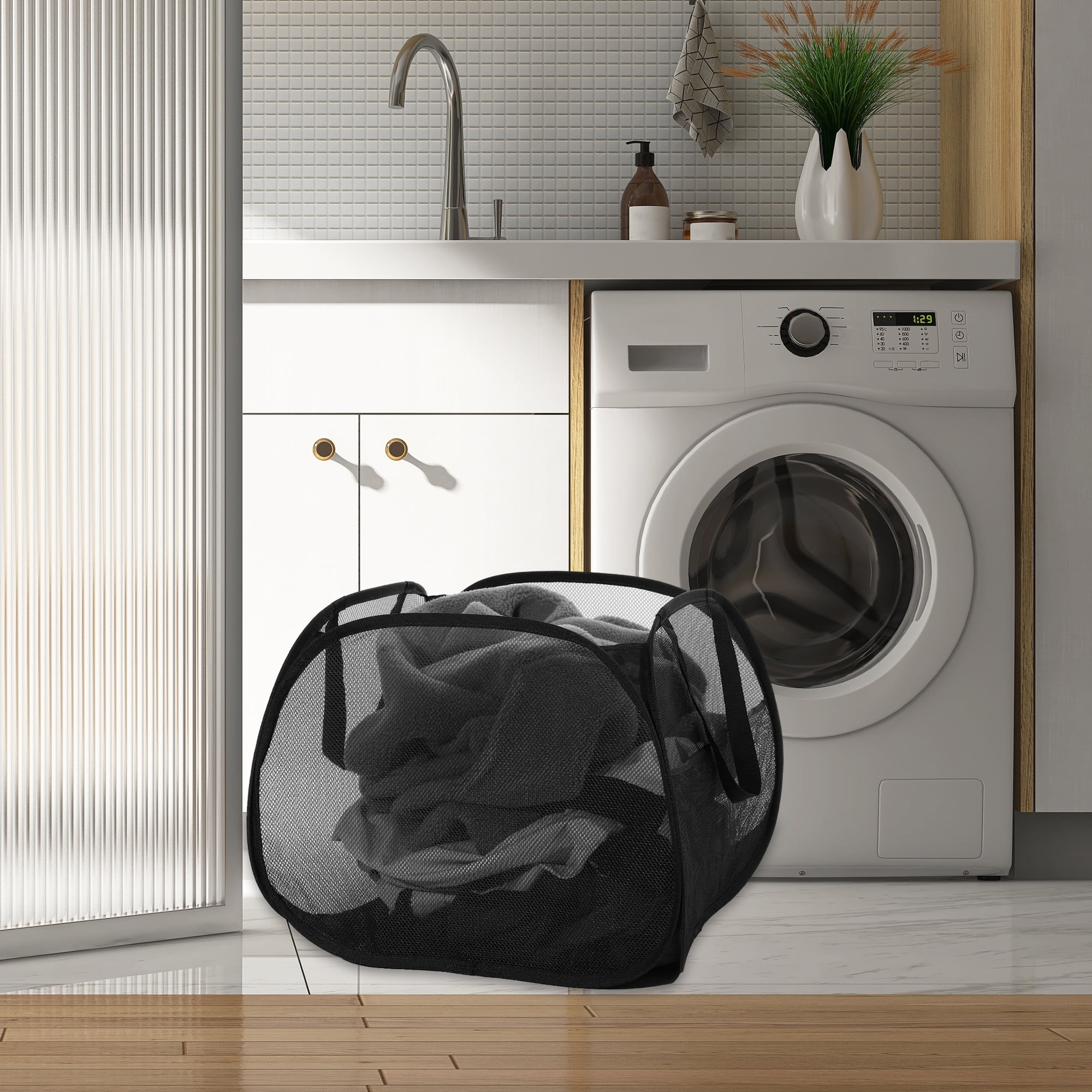 Unique Bargains Hamper Basket for Bathroom 1 Pc Black