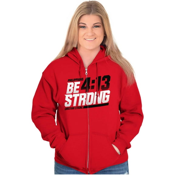 Verse Philippians 4:13 Be Strong Zip Up Hoodie Men's Women's Brisco Brands S