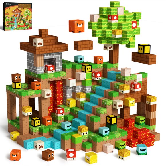 GobiDex 200 Pcs Blocs Magnétiques Jouets de Construction Basés sur le Jeu pour Garçons et Filles de 3+ Ans, Jouets Aimants Cadeau Sensoriel STIM pour Enfants - Ensemble de Base de Jeu