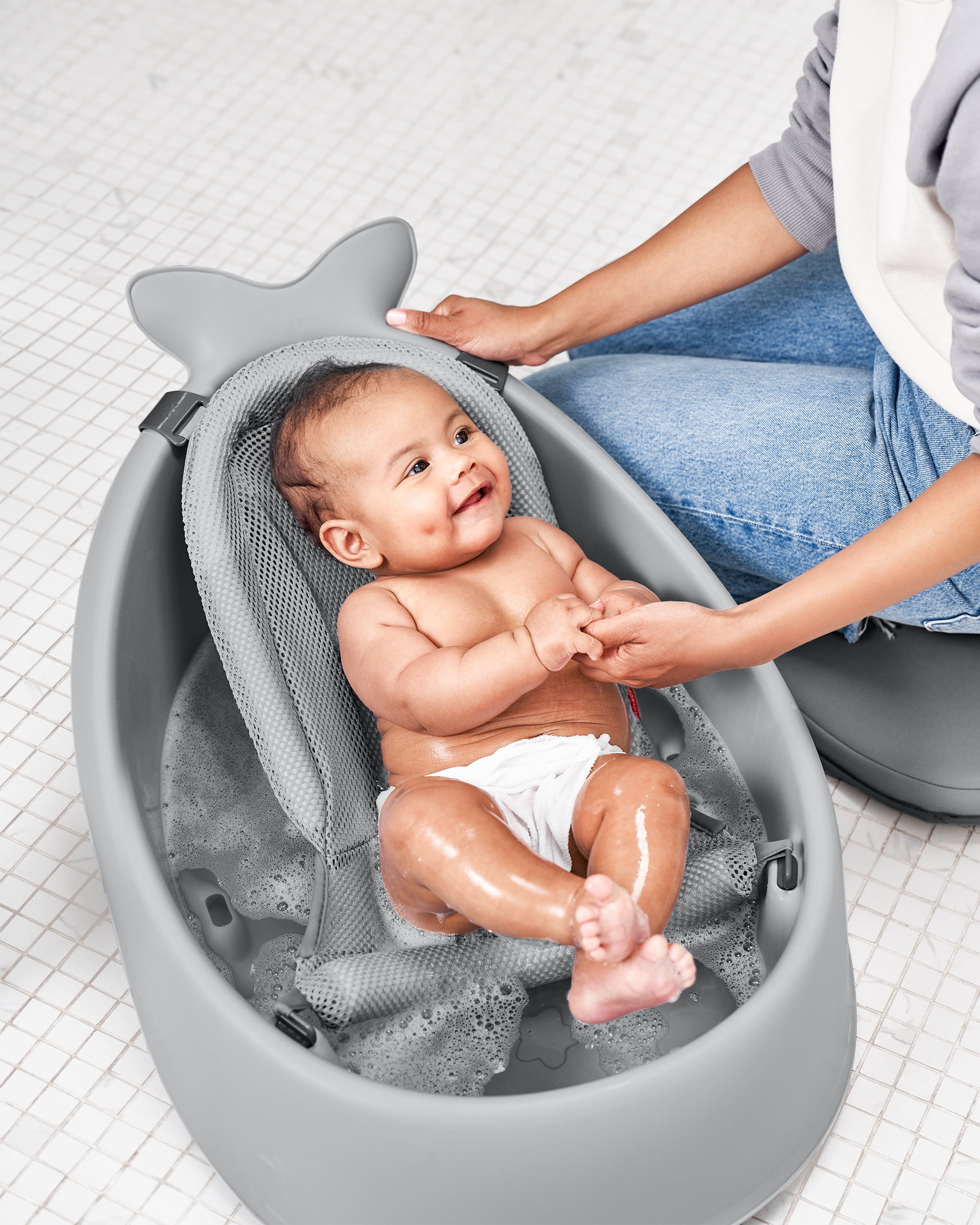 Skip Hop Moby Smart Sling 3-Stage Whale Bathtub, Gray
