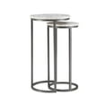 thumbnail image 3 of Powell Darden Indoor Modern Nesting Metal Round End Tables, Dark Gray/White Faux Marble, Set of 2, 3 of 11