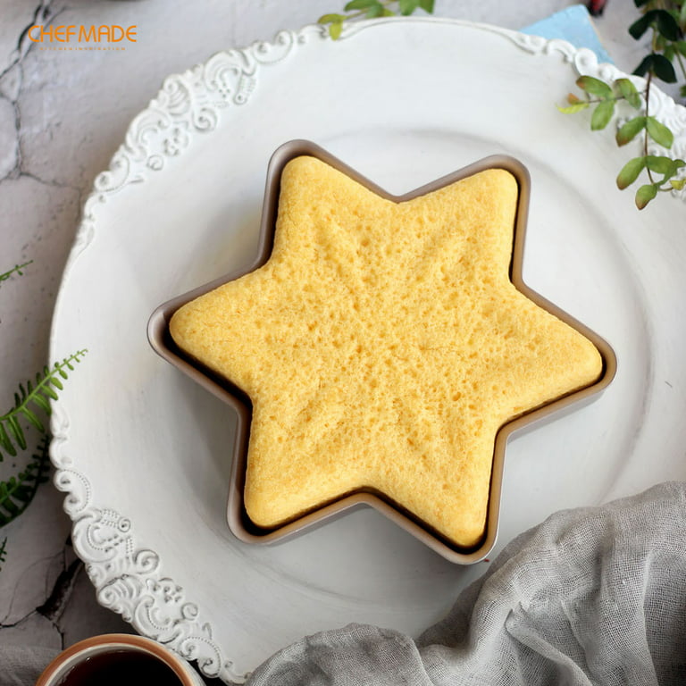 CHEFMADE Star-Shaped Cake Pan, 8-Inch Non-Stick Diamond Surface Cake Bread  and Meat Bakeware for Oven and Instant Pot Baking (Champagne Gold)