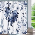 thumbnail image 3 of Extra Long Shower Curtain,Navy Blue Floral Shower Curtains for Bathroom,Watercolor Flowers Plant Leaf Bath Curtain Sets,Waterproof Fabric Cloth Shower Curtain Sets 72x84in with Hooks, 3 of 6