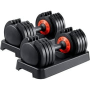 Campmoy 44 Lbs. Dumbbells with Anti-Slip Fast Adjust Turning Handle, Adjustable Dumbbells Suitable for Home Gym, Exercise and Workout Fitness, Black (Set of 2)