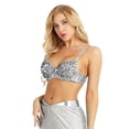 thumbnail image 4 of Aislor Womens Sparkle Sequins Beading Padded Bra Belly Dance Rave Crop Tops A Silver 34A, 34B, 4 of 7
