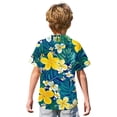 thumbnail image 5 of Abcomgle Boys Hawaiian Shirt Size 10-12 Button Down Short Sleeve Boys Beach Outfit Cartoon Floral Print Vacation Boys Floral Shirt,Dark Green,9-10Years, 5 of 5