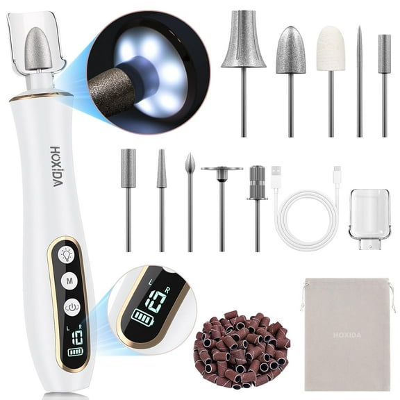 Cordless Electric Nail File Set, Portable Electric Nail Drill Machine, 5 Speeds, Manicure Pedicure Kit with Hand Foot Care Tool
