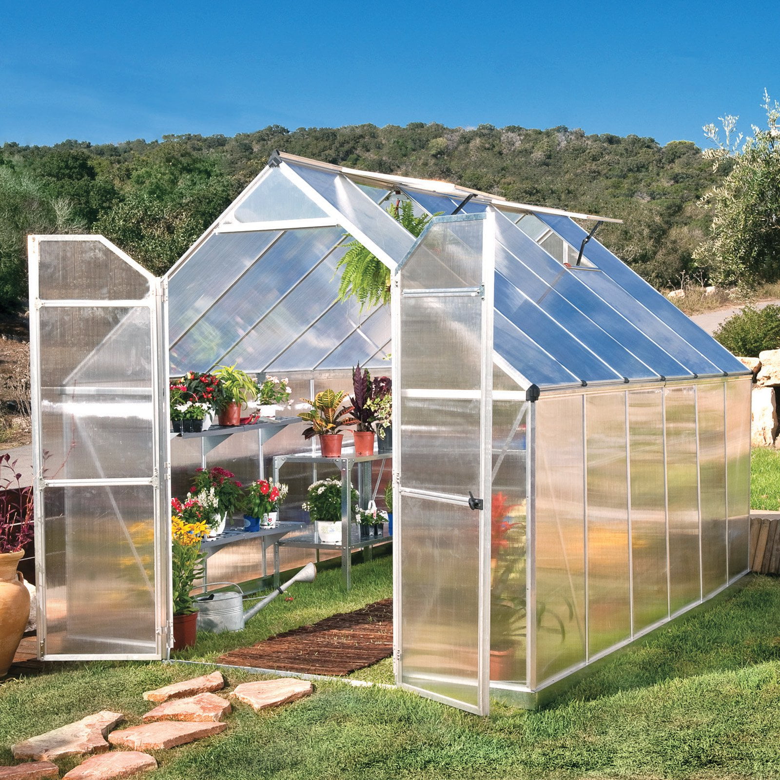 Palram Nature Series Essence 8' x 12' Hobby Greenhouse, Silver (Box 1 of 2) by Palram