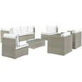 thumbnail image 5 of Modern Contemporary Urban Outdoor Patio Balcony Garden Furniture Lounge Sectional Sofa and Table Set, Sunbrella Rattan Wicker, White Light Gray, 5 of 8