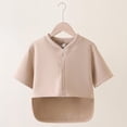 thumbnail image 2 of GigrtiJin Plus Size Cropped Jacket for Women Solid Color Crew Neck Button Down Short Sleeve Outcoat, 2 of 6
