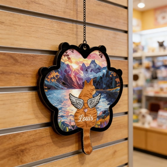 HOARBOEG Personalized Cat Memorial Hanging Ornaments, Custom Acrylic Window Decoration for Cat Lovers, Gift for Pet Loss, Remembrance Keepsake