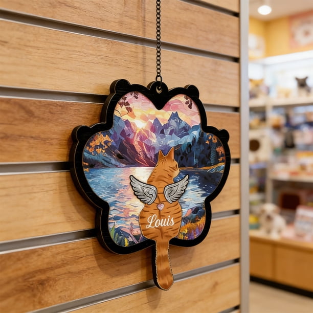 Decoración del hogar, decoración de habitaciones, decoración de paredes Decoración de ventana acrílica personalizada con huella de pata de gato Decoración conmemorativa para amantes de los gatos Table