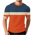 thumbnail image 2 of Blczomt Mens Short Sleeve Shirts Summer Waffle Soft Orange Shirts Color Block Crew Neck Big & Tall Men Clothes, 2 of 6