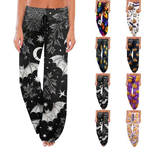 Womens Halloween Pajamas Halloweens Cute Print Pjs Pants with Pockets Sleepwear Matching Pajamas Halloween Christmas Gifts