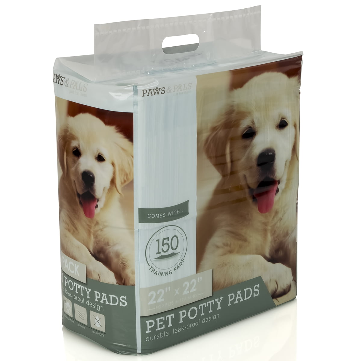 Paws & Pals Large 5-Layer Leak-Proof Pet Training Pads, 22 in x 22 in, 150 Count