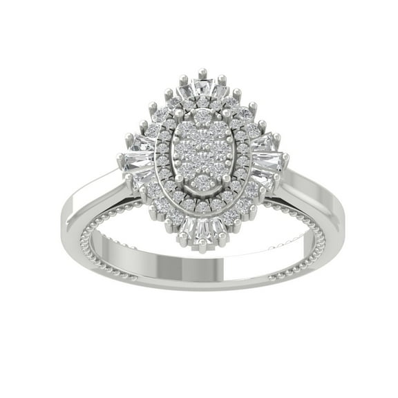 ARAIYA FINE JEWELRY 14K White Gold Round Cluster Diamond Engagement Ring (5/8 cttw, I2-I3 Clarity, I-J Color) Size 7.5