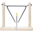 thumbnail image 2 of Musical Steel Triangle Percussion Instrument with Striker and Wooden Stand for Kids, Teachers' Classroom Reminder Bell, 2 of 3