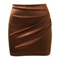 thumbnail image 5 of Wxolcjlv Womens Satin Ruched Mini Skirt High Waist Club Office Mini Skirts, 5 of 9