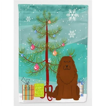 Carolines Treasures BB4175GF Merry Christmas Tree Caucasian Shepherd Dog Flag Garden Size