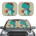 thumbnail image 2 of Haiem Cool Dino Playing Skateboard Windshield Sun Shade: Universal Foldable 2-Piece Car Front Window Sunshade - Blocks Uv Rays, And Reduces Heat,Essential Car Accessory Small, 2 of 7