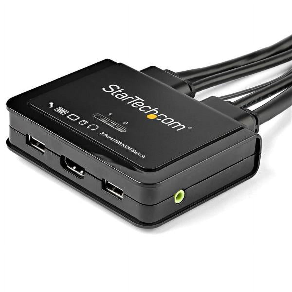 Startech.com 2 Port Hdmi Kvm Switch, 4k 60hz, Compact Dual Port Uhd/ultra Hd Usb Desktop Kvm Switch With Integrated 4ft Cables & Audio, Bus Powered & Remote Switching, Macbk Thinkpad - 4k Kvm Switch