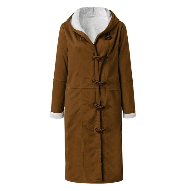 zanvin Plus Size Winter Coats for Women 2023 Warm Sherpa Fleece Lined  Distressed Jackets Hooded Parka Faux Suede Pea Coat Outerwear,Brown,M 