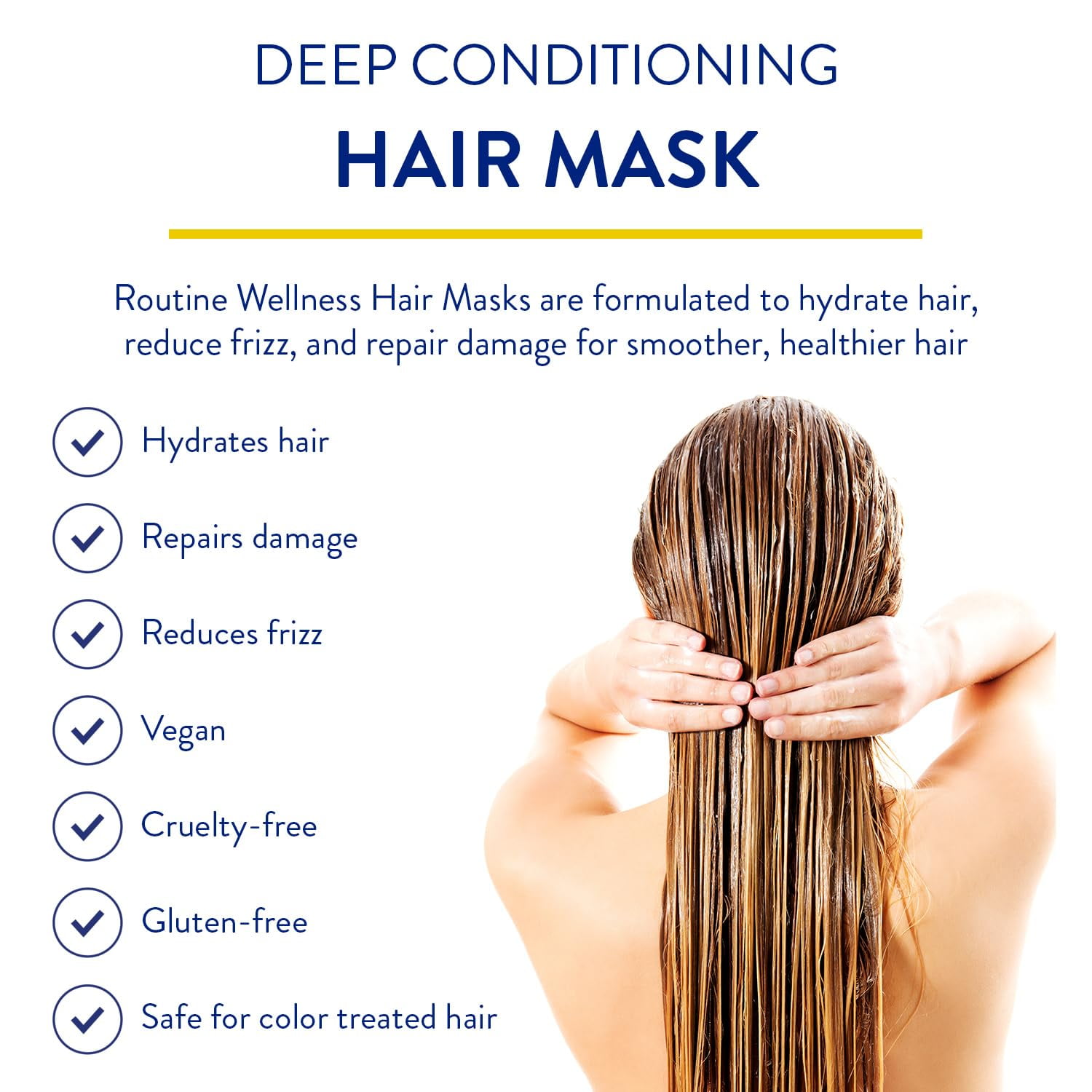 Routine Wellness Deep Conditioning Hair Mask for Dry Damaged Hair - Hydrating, Moisturizing Repair Treatment - Promotes Volume - 8 oz Unscented