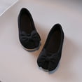 thumbnail image 6 of AJTQTH Girls Wedge Shoes Toddler Bow Flock Low Heel Soft Soled Flat Shoes Slip On Shoes Slip-Resistant Dress Shoes Cute Princess Shoes Black 27, 6 of 9