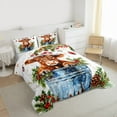 thumbnail image 3 of Feelyou Xmas Highland Cow Queen Comforter Set, Kawaii Rustic Animal Bedding Sets, Winter Jungle Plant Botanical Reversible Bedding Comforter Set, Microfiber Bedroom Decor, 3-Piece, 3 of 8