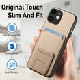 thumbnail image 5 of Allytechgroup Cards Holder Back Case for iPhone 12, Vintage PU Leather TPU Shockproof Slim Kickstand Anti-Drop Protective Wallet Phone Case Cover for Apple iPhone 12, Khaki, 5 of 8