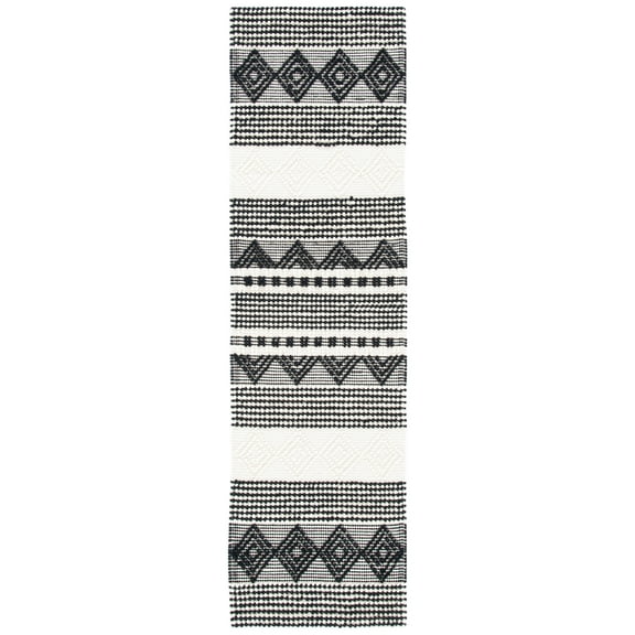 SAFAVIEH Natura Carly Geometric Runner Rug, Black/Ivory, 2'3" x 12'