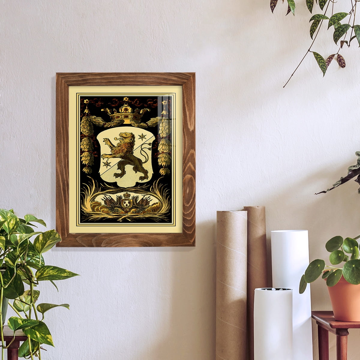 Family Crest III -Framed Print w/glass-Walnut