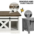thumbnail image 5 of Dextrus Farmhouse Lift Top Coffee Table with Storage & Sliding Door, Rustic Center Table for Living Room, White and Brown, 5 of 7