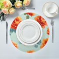 thumbnail image 5 of Round Placemats Set of 6 Heat Resistant Washable Kitchen Table Decorations 15.4in Yellow-orange Roses Pattern, 5 of 7