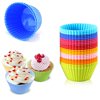 Silicone Baking Cups Cupcake Liners, VONYDA 24 Pcs Silicone Muffin Cups Reusable Rainbow Cupcake Wrappers Holders for Candies, 8 Vibrant Colors