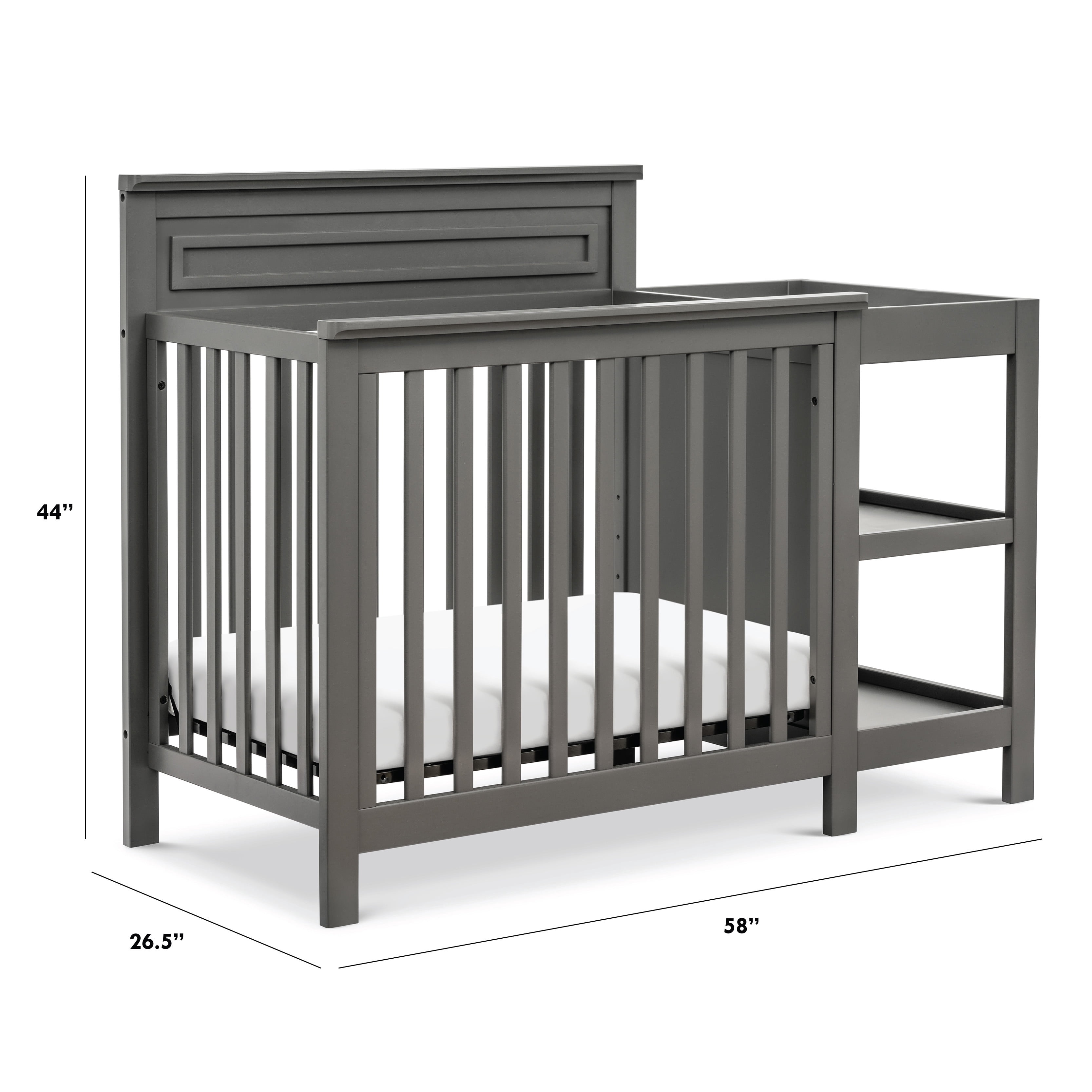 DaVinci Autumn Pine Wood 4-in-1 Mini Crib & Changer Combo in Slate