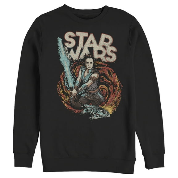 Men's Star Wars: The Rise of Skywalker Rey Retro Swirl  Sweatshirt Black X Large