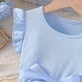 thumbnail image 6 of ITSAME Girls Dresses, Round Neck Cute Bow Ruffled Sleeveless Fashion Princess Tulle Dress for Kids Light Blue 3-4T, 6 of 7