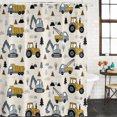 thumbnail image 4 of 60x72 Inch Shower Curtains for Bathroom, Cartoon Truck Fabric Bath Curtain Decor, Cute Yellow Grey Excavator Bulldozer Pine Tree Restroom Curtains Shower Set Accessories with 12 Hooks 60 Inch, 4 of 7