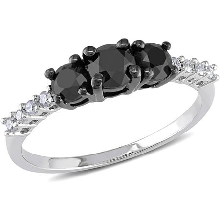 1 Carat T.W. 3-Stone Black and White Diamond Ring in Sterling Silver