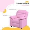thumbnail image 4 of Qaba Kids Recliner Chair, Kids Leather Sofa Lounge Chair with Armrest, Footrest, Headrest for Boys and Girls 3-9 Years Old, Pink, 4 of 9