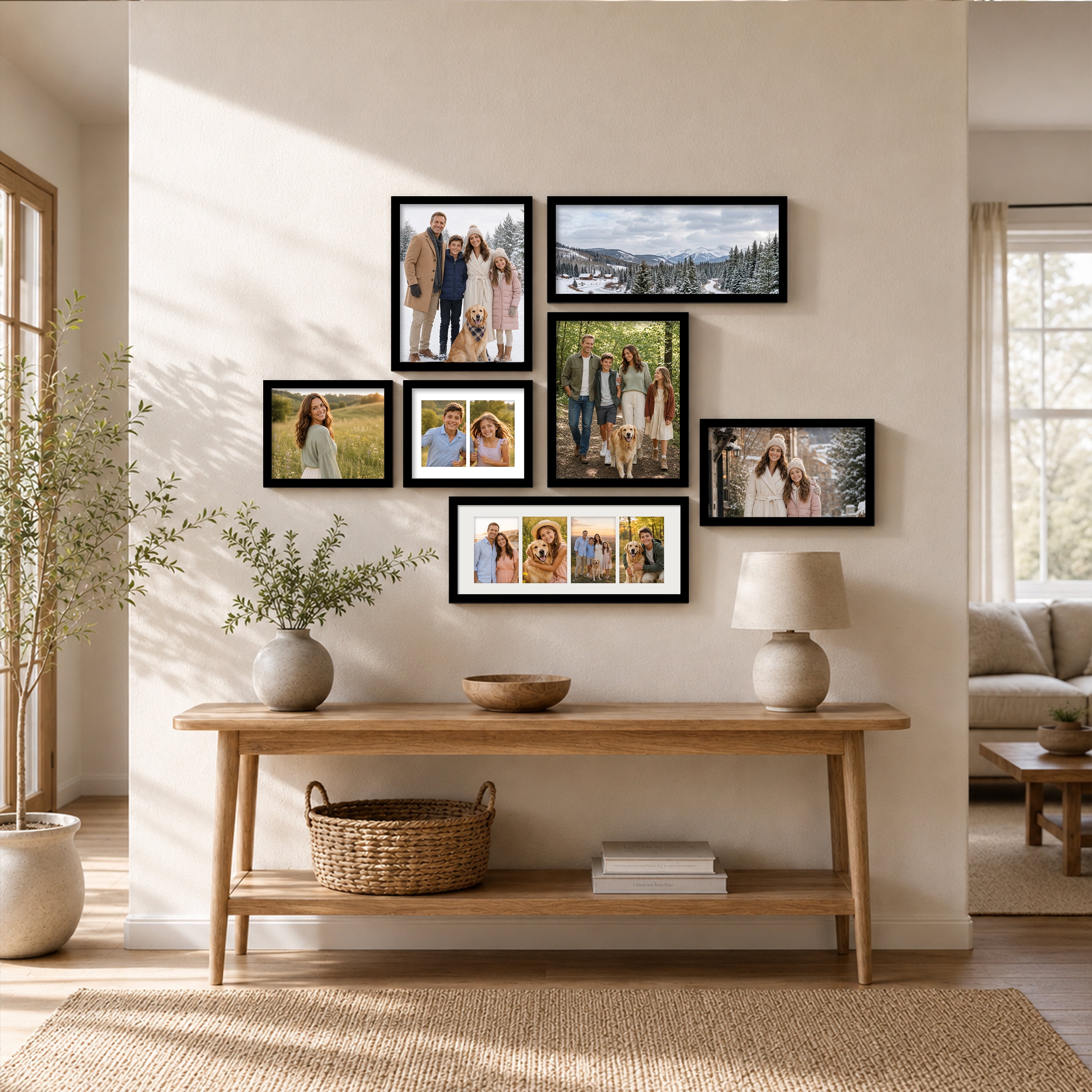 Postrame-4x6 Picture Frame-Black 4 Photo Collage Frame for Wall Hanging