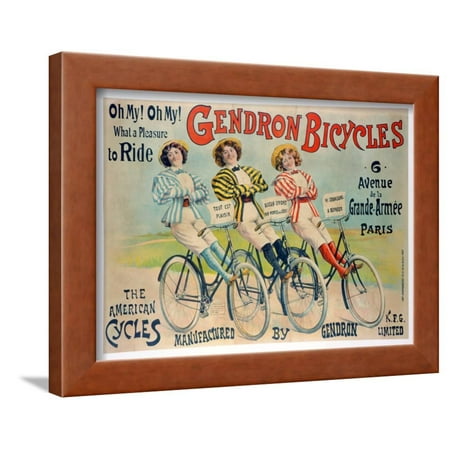 - Poster Advertising Gendron Bicycles, Published by Chambrelent, Paris Framed Print Wall Art