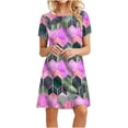 thumbnail image 3 of Shorts pour Femmes Robe à Manches Longues Femmes Mode Femmes Décontractée à Manches Courtes Col Rond Imprimé Robe Mini Ample pour Dames, 3 of 10