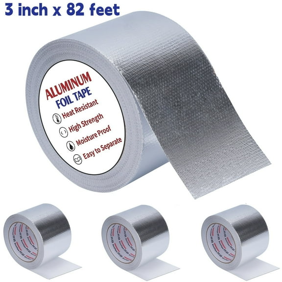 Gomok 4 Rolls Aluminum Foil Tape, 3" x 82' Thick Waterproof Heat Resistant Repair Duct Tape