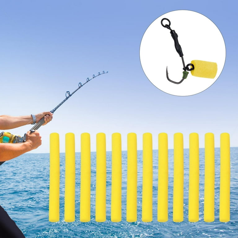 Kesoto Fishing Buoyant Sticks 12 Pack Fishing S Zig Rig Foam Sticks Indicator Ball Floating Fishing Accessory Up Terminal Yellow, Men's, Size: 70 mm x 8 mm