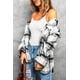thumbnail image 2 of ABPHQTO Chamarra de mujer con bolsillo estampado a cuadros negro para mujer, 2 of 5