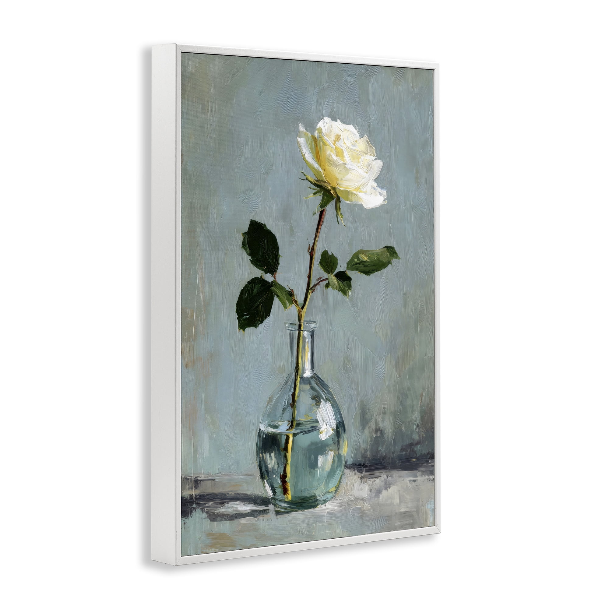 Stupell Industries Sweet White Rose in Vase White Framed Giclee Art, design by Petal Prints Design